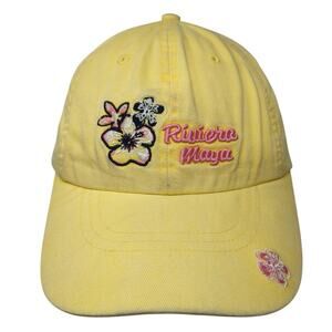 Riviera Maya Slideback Baseball Cap Yellow One Size Embroidered Caribbean Side